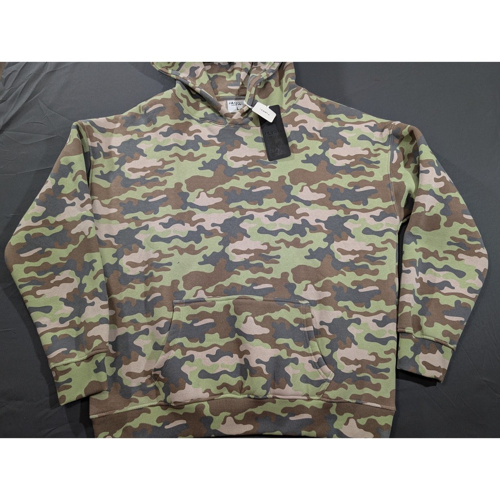 Jaqwin Mens Camouflage Fleece Pullover Heavyweight Hoodie Camo Size Large NWT